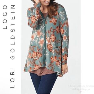 LOGO Lori Goldstein Knit Sweater and Tank Set floral